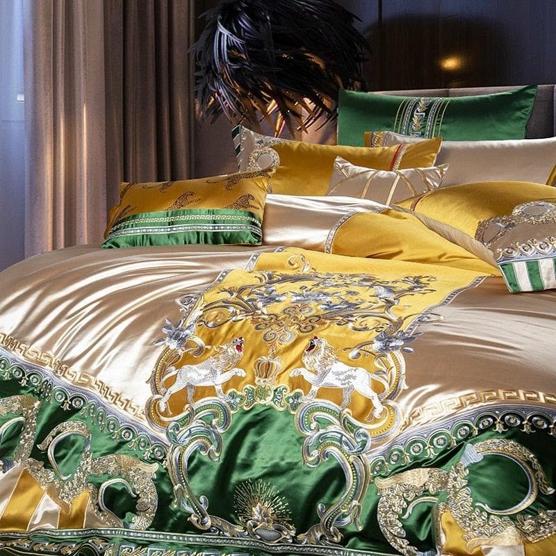 Faux Silk Jacquard with Embroidery Bedding Set