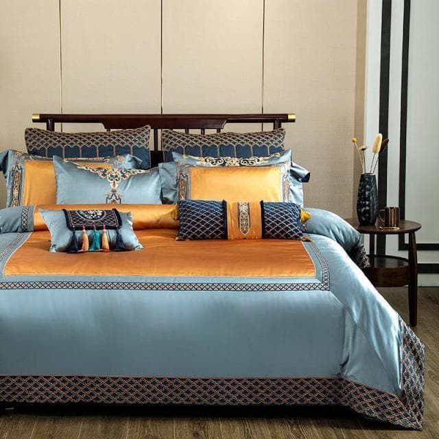 Faux Silk Jacquard with Embroidery Bedding Set Tranquility