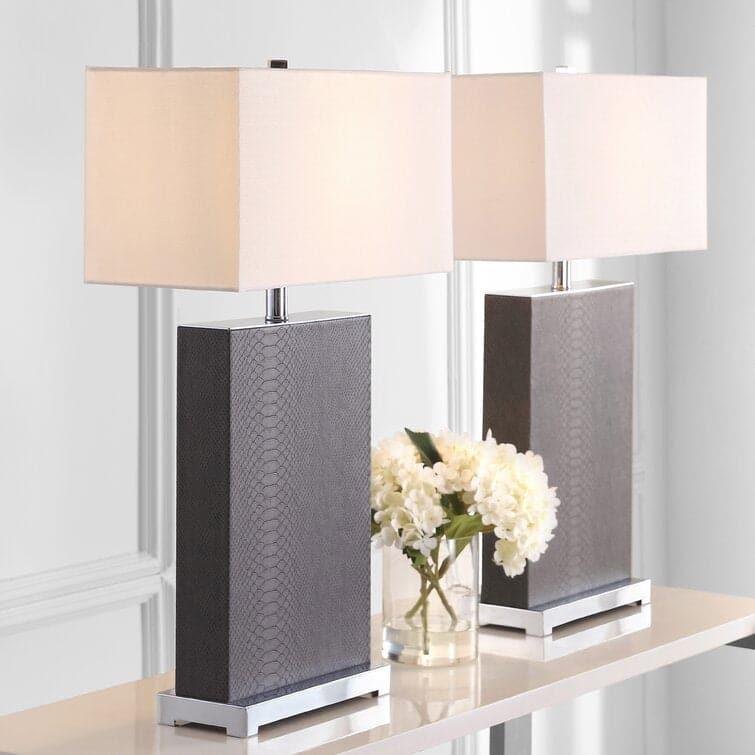 Faux Snake Skin Table Lamp Set of 2 Gray