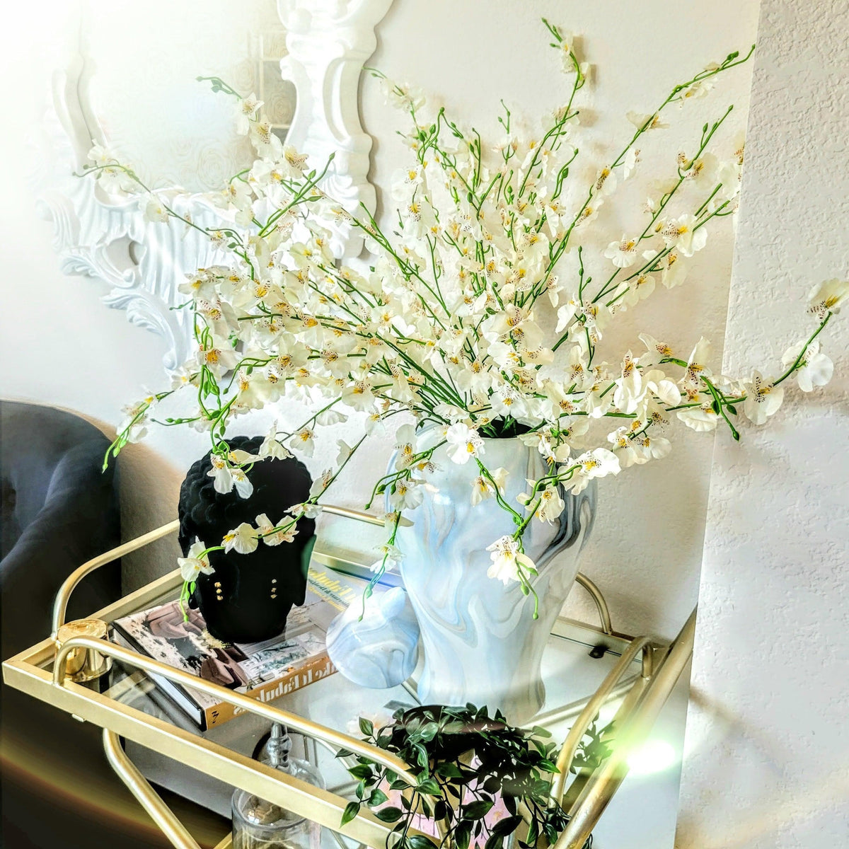 Faux White Orchid Stems