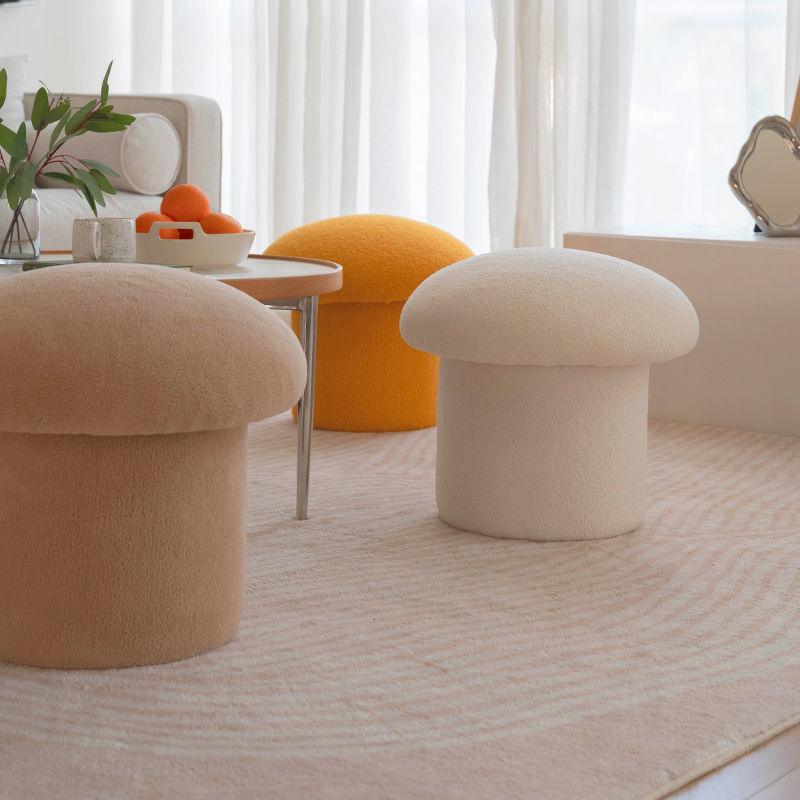 Faux Wool Mushroom Ottoman Stool