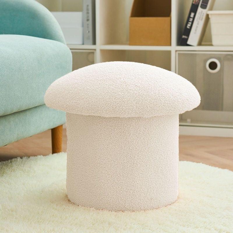 Faux Wool Mushroom Ottoman Stool