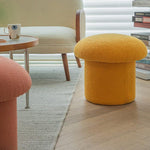 Faux Wool Mushroom Ottoman Stool Yellow