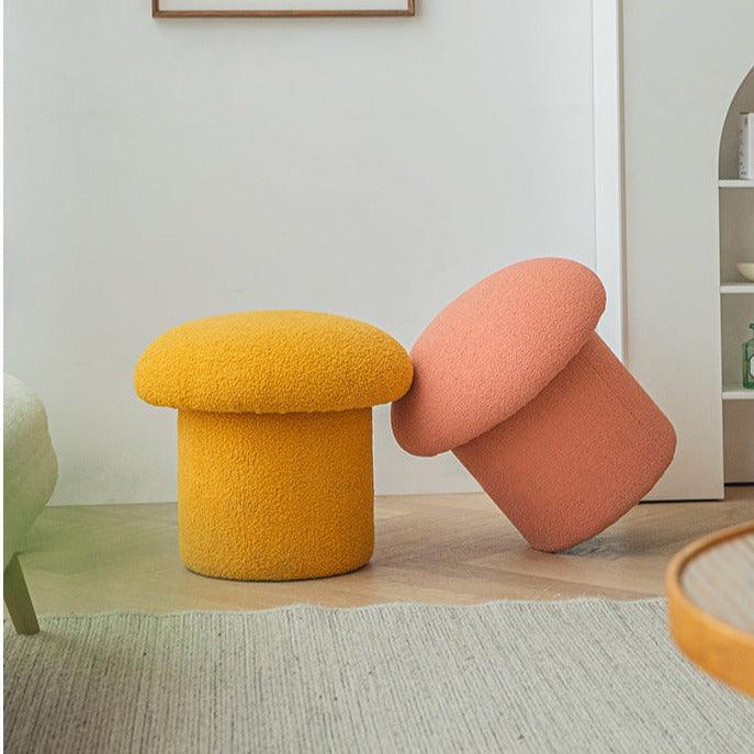 Faux Wool Mushroom Ottoman Stool