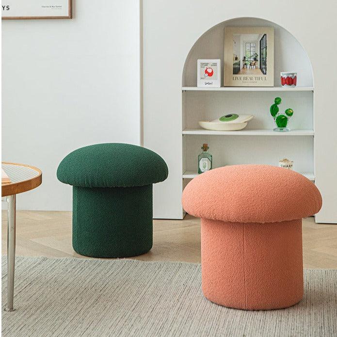 Faux Wool Mushroom Ottoman Stool