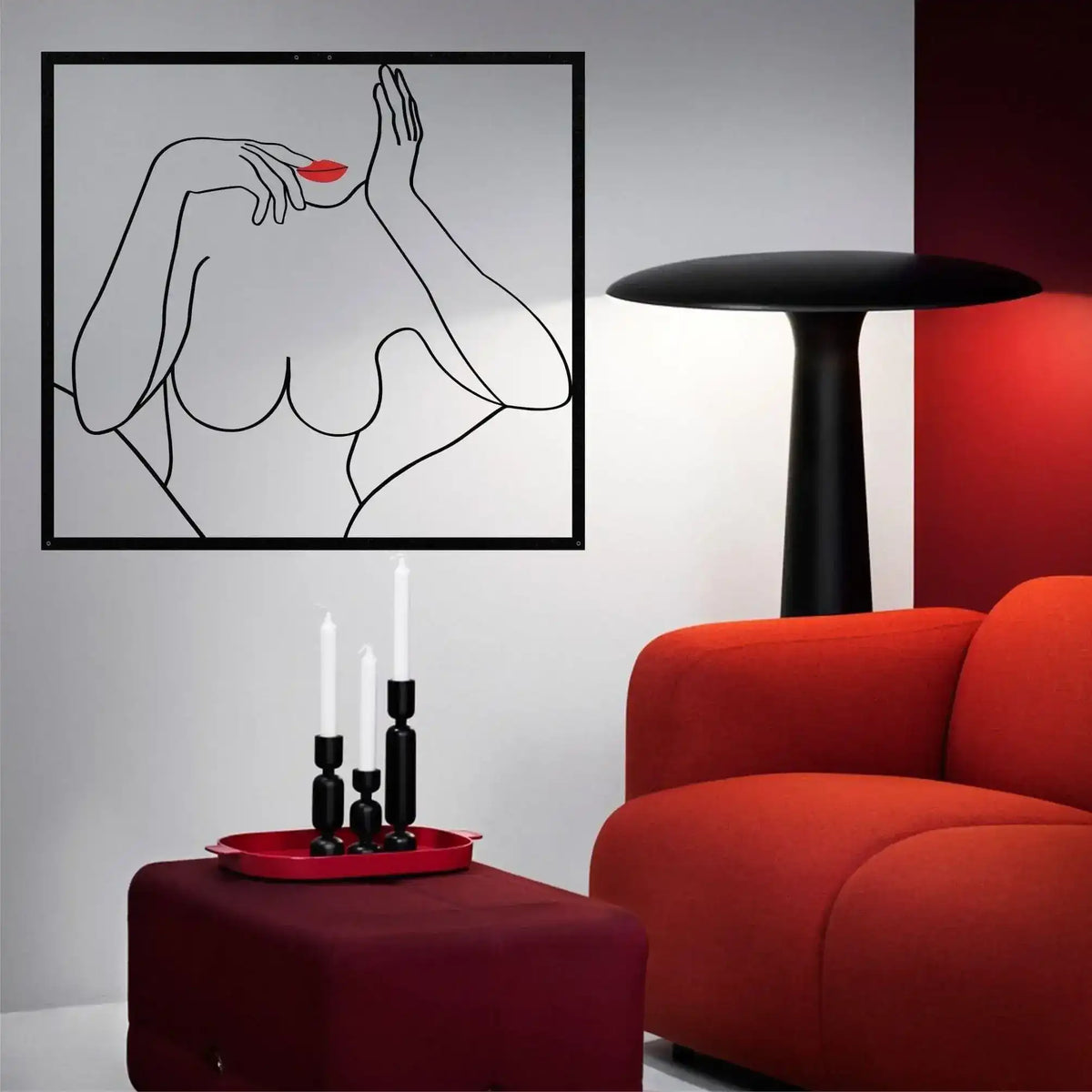 Female Body Beauty Minimalist Metal Wall Decor 32"W x 35"H 82x90cm inches