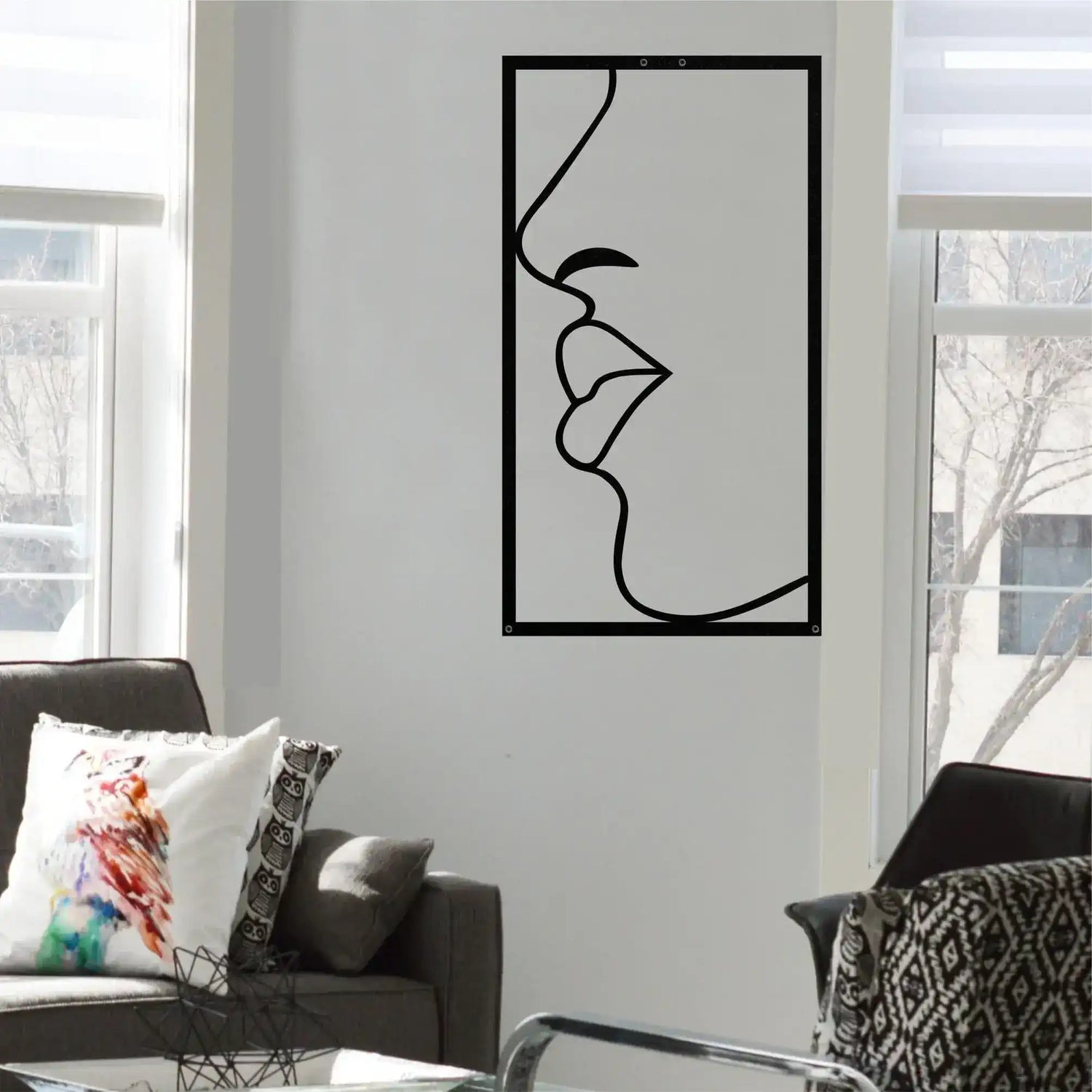 Female Lips Minimalist Metal Wall Hanging Decor 20"W x 35"H 50x90cm inches