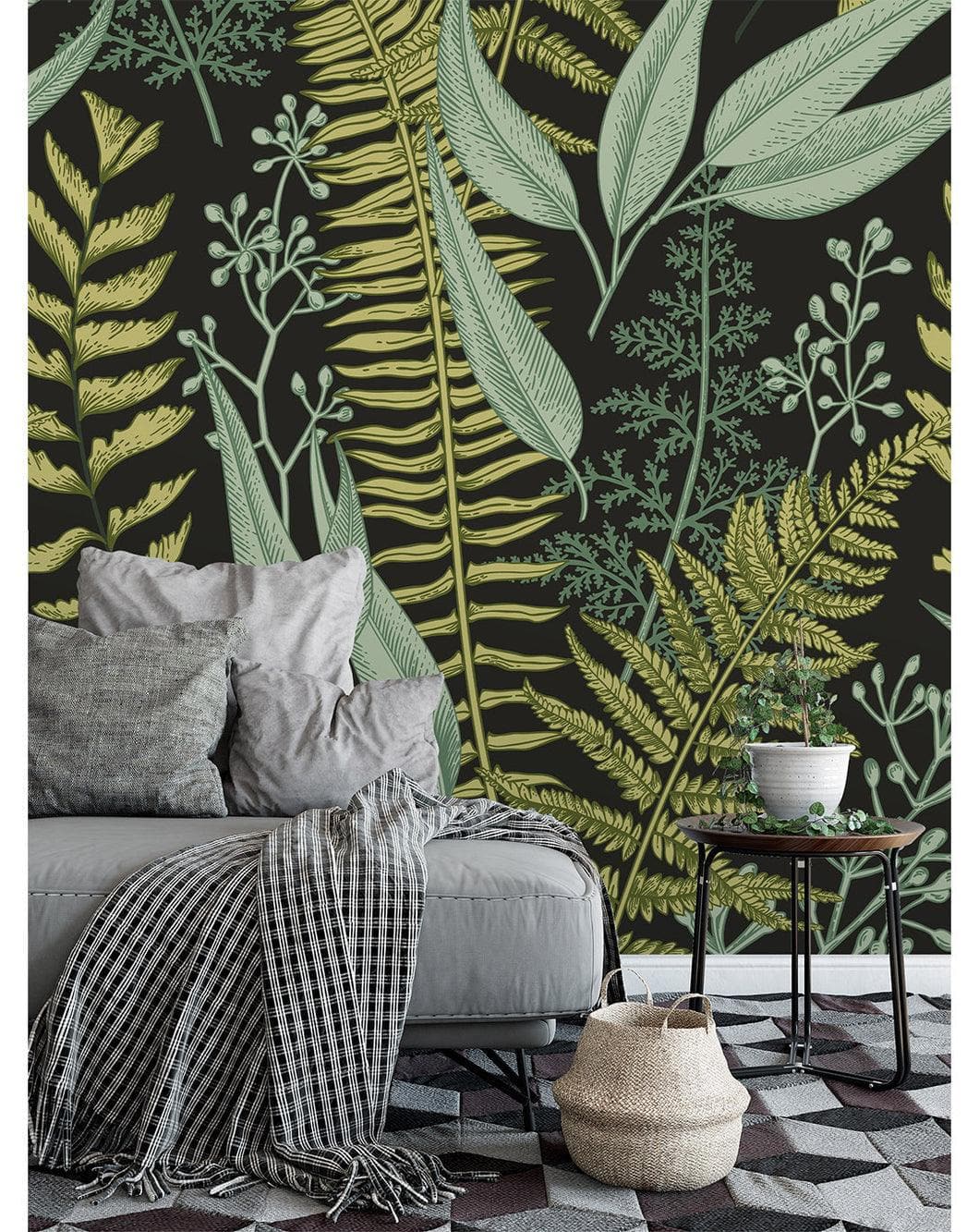 Fern Botanical Dark Greenery Photo Wall Mural