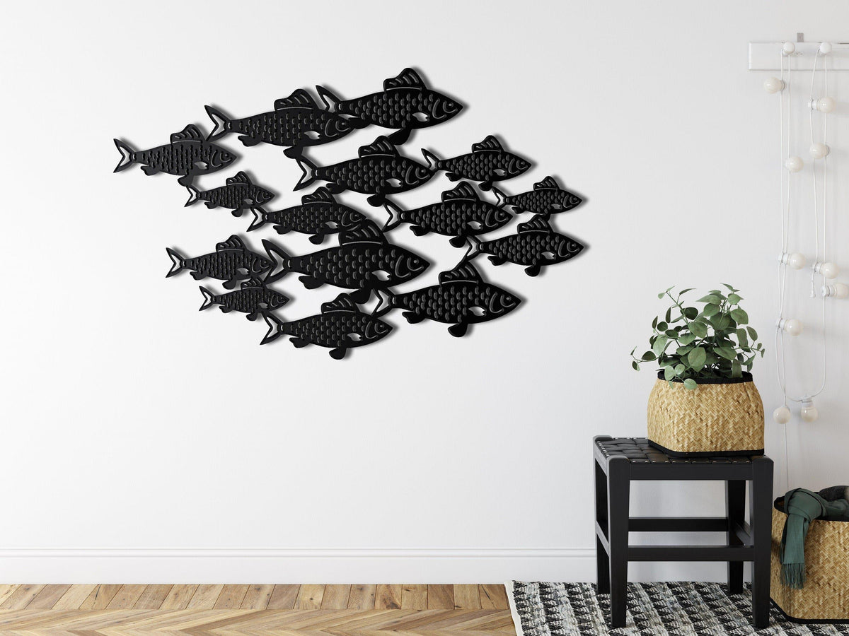 Fish Shoal Metal Wall Art