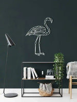 Flamingo Bird Metal Wall Hanging Decor White