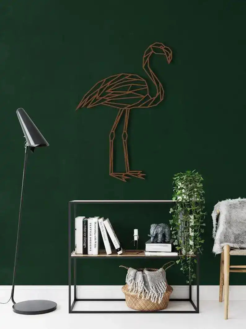Flamingo Bird Metal Wall Hanging Decor Bronze