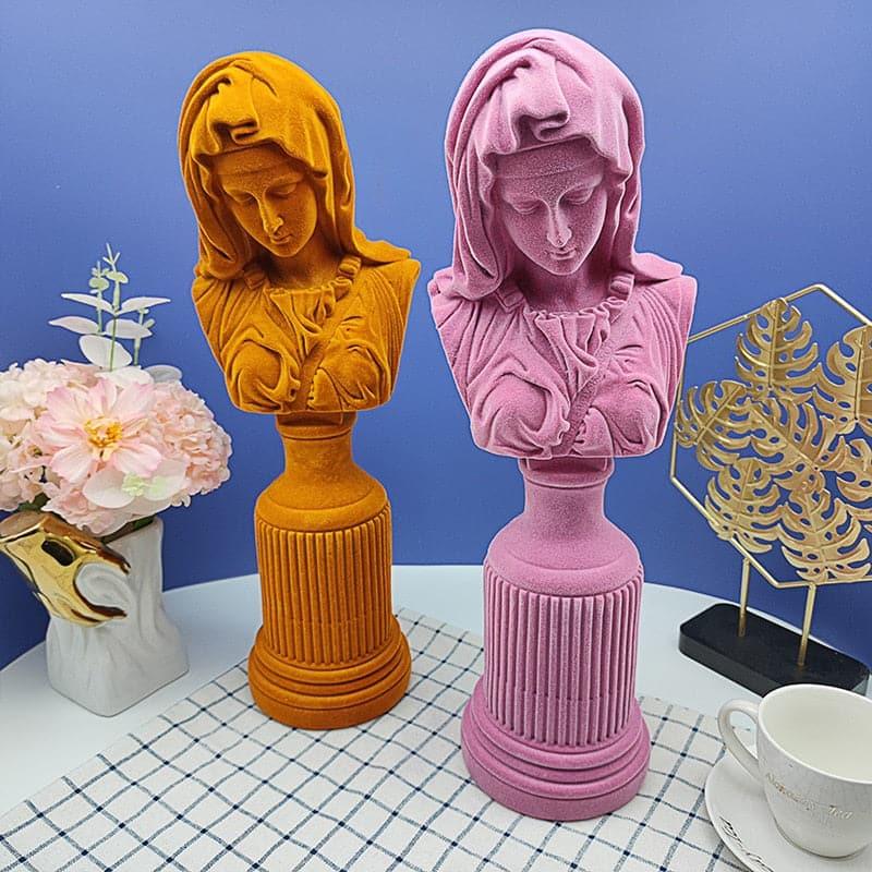 Flocking Virgin Mary Sculpture Pink