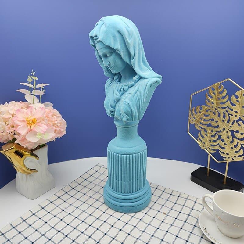 Flocking Virgin Mary Sculpture Blue