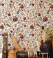 Floral and Fruit Pomegranate Watercolor wallpaper - MAIA HOMES