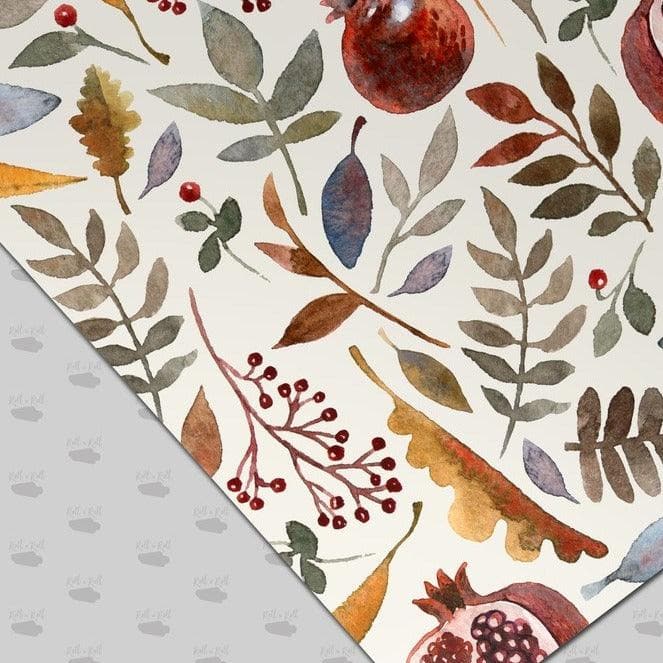 Floral and Fruit Pomegranate Watercolor wallpaper - MAIA HOMES