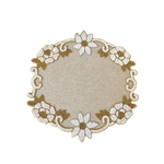 Floral Beaded Burlap Round Placemat