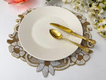 Floral Beaded Burlap Round Placemat