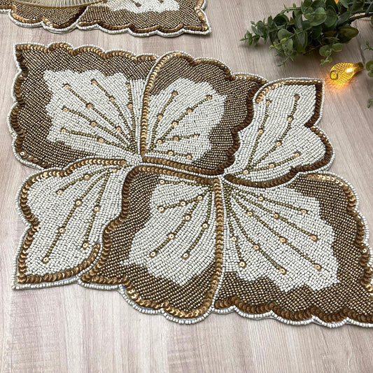 Floral Leaf Beaded Placemat - MAIA HOMES