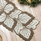 Floral Leaf Beaded Table Runner - CreamGold - MAIA HOMES