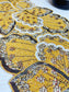 Floral Leaf Beaded Table Runner - Yellow and Gold