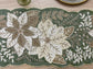 Floral Leafy Beaded Table Runner - Poinsettia