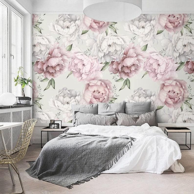 Floral Oversized Peony Watercolor Wallpaper - MAIA HOMES