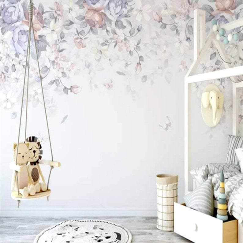 Floral Pastel Girl Nursery Wallpaper