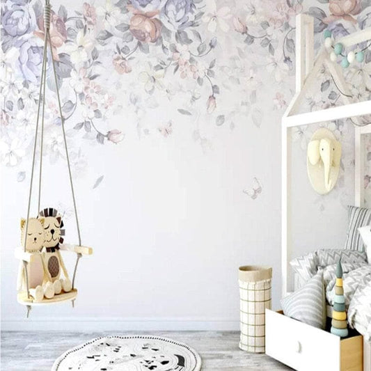 Floral Pastel Girl Nursery Wallpaper - MAIA HOMES