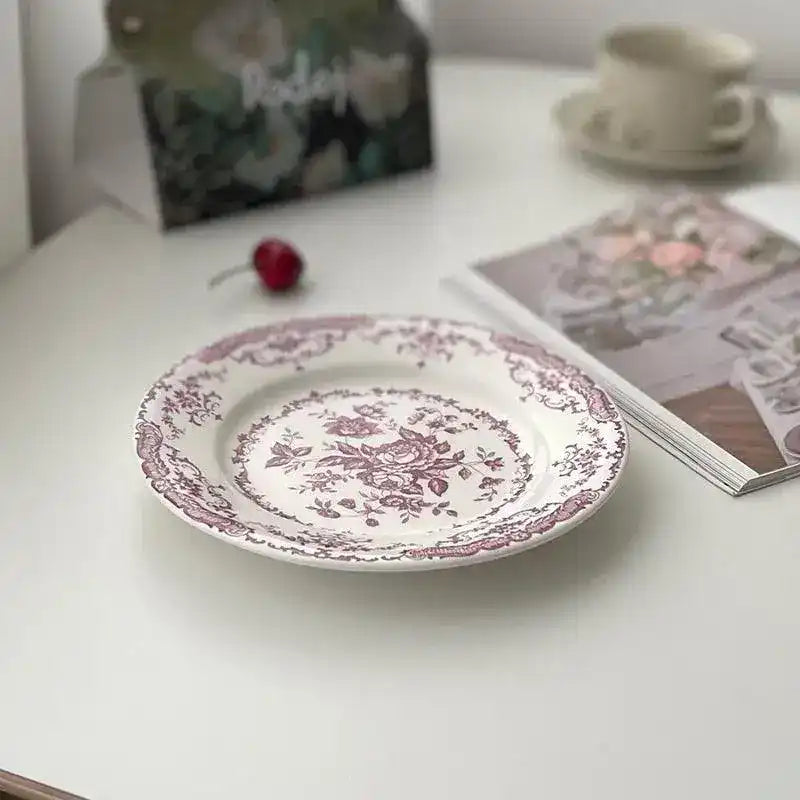 Floral Vintage Inspired Rose Dessert Plate