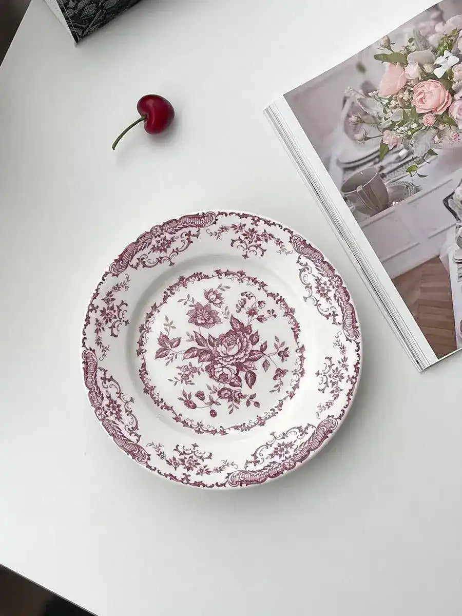 Floral Vintage Inspired Rose Dessert Plate