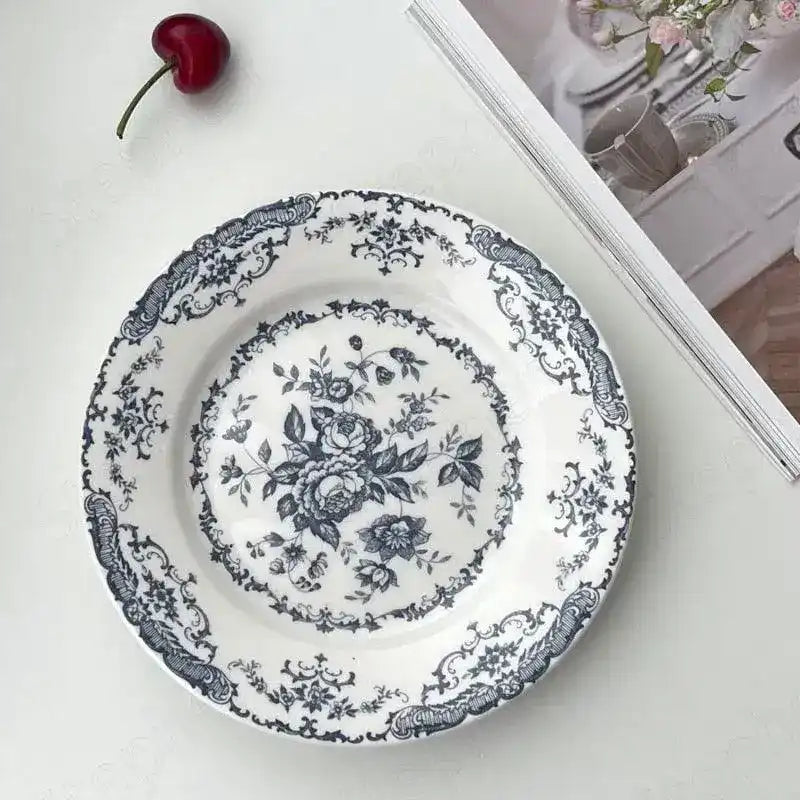 Floral Vintage Inspired Rose Dessert Plate