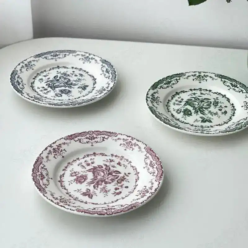 Floral Vintage Inspired Rose Dessert Plate