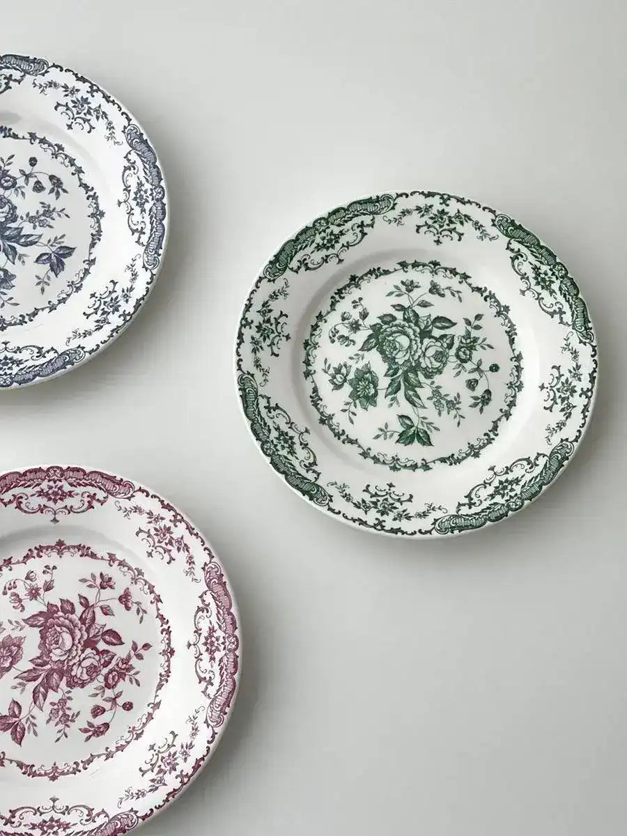 Floral Vintage Inspired Rose Dessert Plate