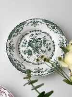 Floral Vintage Inspired Rose Dessert Plate Green