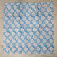 Floral White and Sky Blue Block Print Cotton Napkins