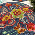 Flower and Butterfly Round Beaded Placemat