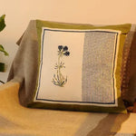 Flower and Stripe Cotton Cushion Covers - Pack of 2 - Olive Indigo Olive Indigo