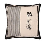 Flower and Stripe Cotton Cushion Covers - Pack of 2 - Olive Indigo