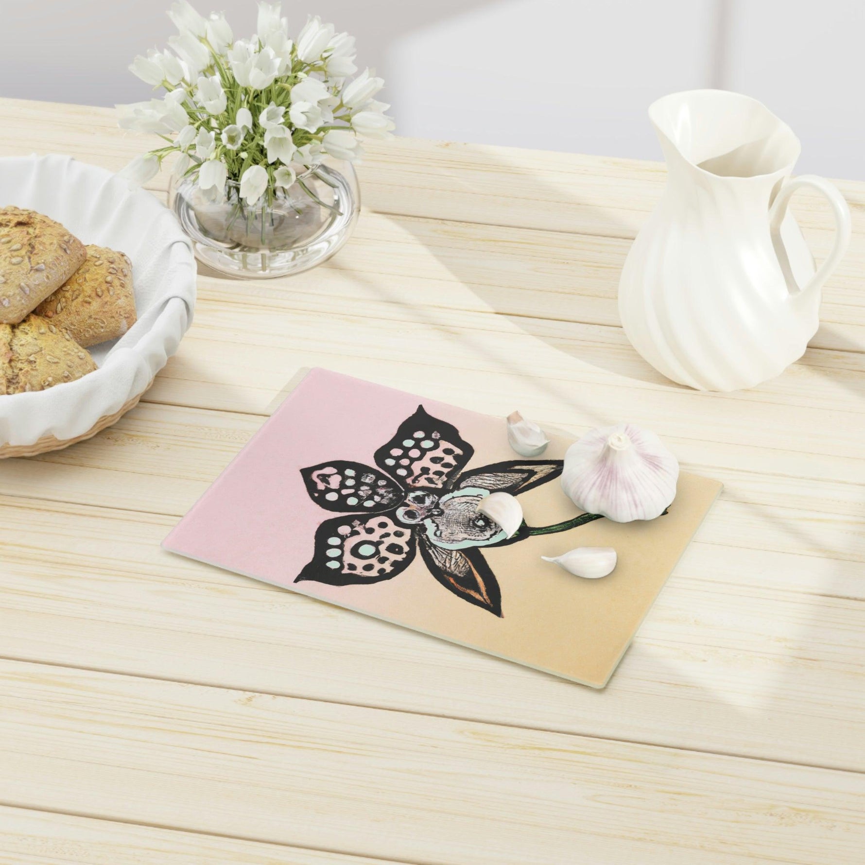 Flower Bloom Glass Cutting Board Small