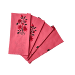 Flower Hand Blocked Print Cotton Napkins - Set of 4