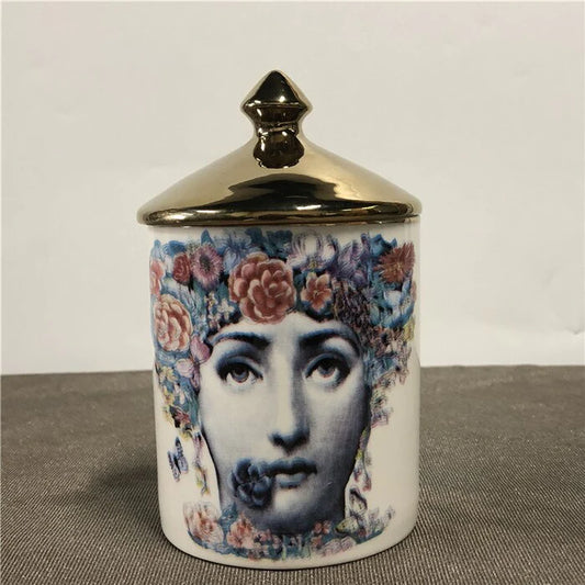 Flower Lina Cavalieri Candle Jar with Gold Lid - MAIA HOMES