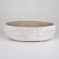 Flower Motif Carved Oval White Concrete Pot - MAIA HOMES