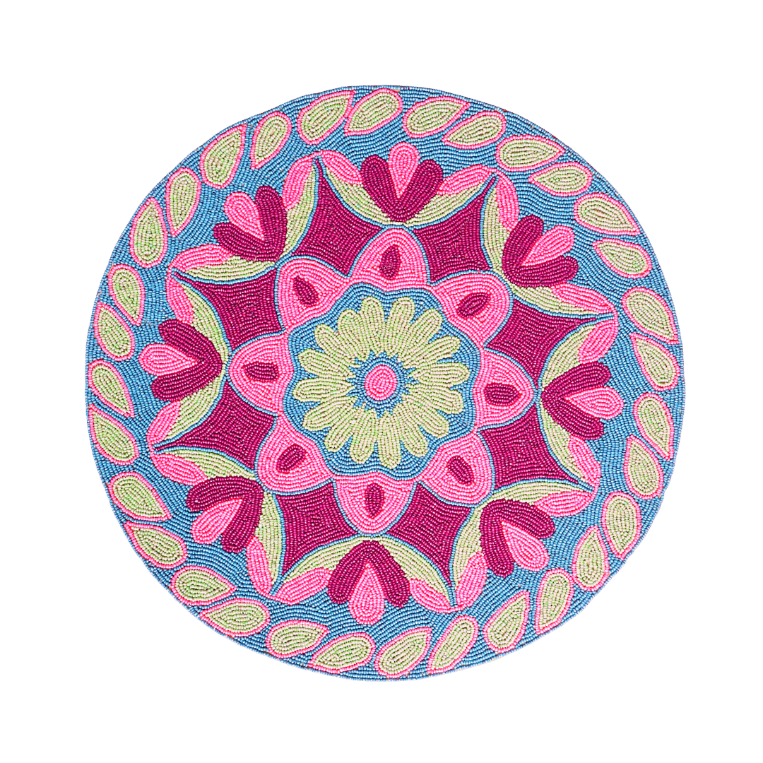 Flower Ocean Beaded Round Placemats