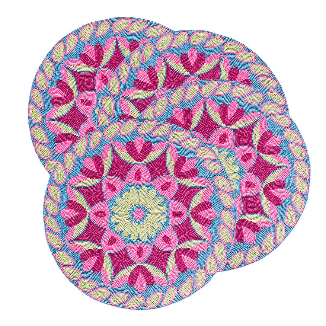 Flower Ocean Beaded Round Placemats