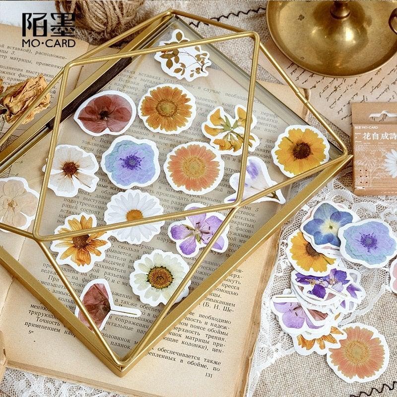 Flower Poetry Kawaii Scrapbook Stickers - Set of 46