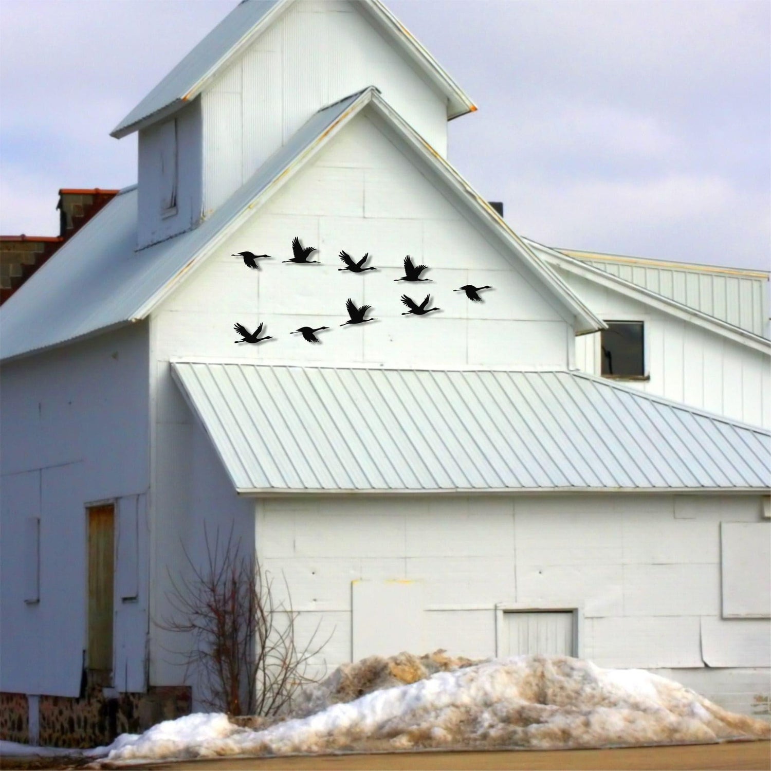 Flying Flock of Cranes Metal Wall Art