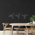 Flying Hummingbirds Metal Wall Art Silver