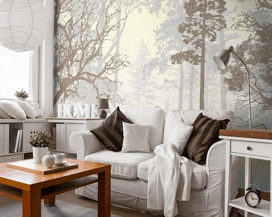 Foggy Evening Forest Wall Mural - MAIA HOMES