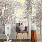 Foggy Evening Forest Wall Mural