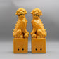 Foo Dogs Ceramic Figurines Orange 10.6" x 3.7" x 2.3" (27 x 9.5 x 6 cm)